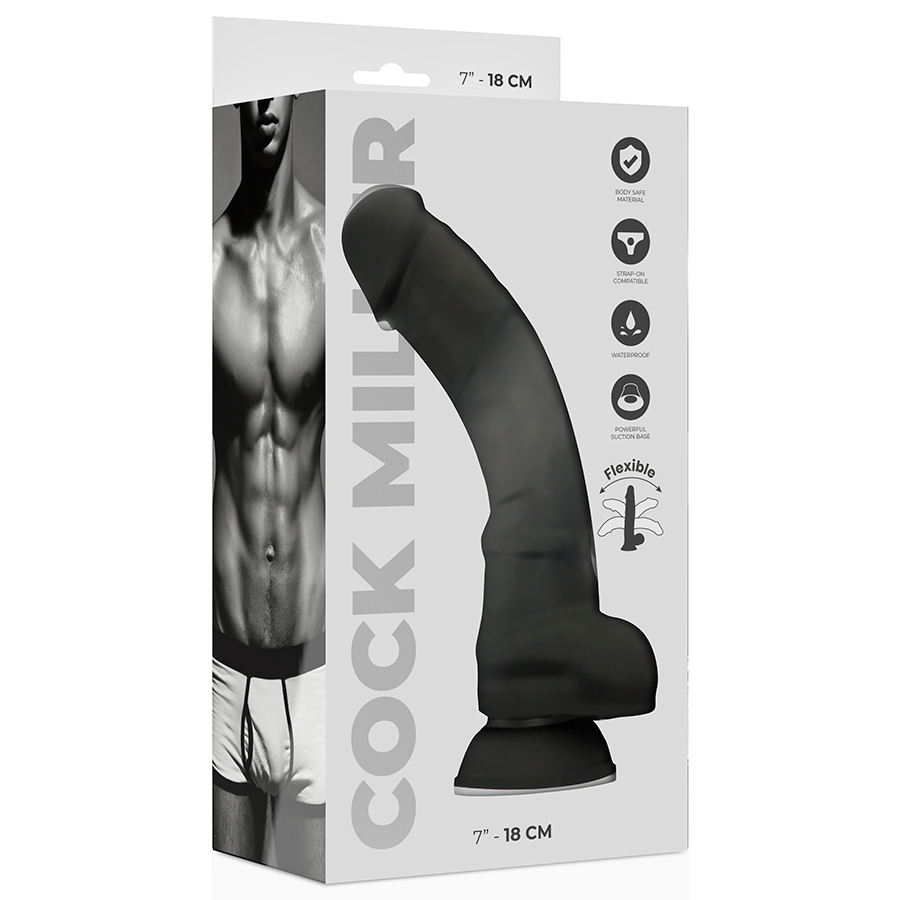 COCK MILLER - COCKSIL ARTICULABLE SILICONA DENSIDAD NEGRO 18 CM