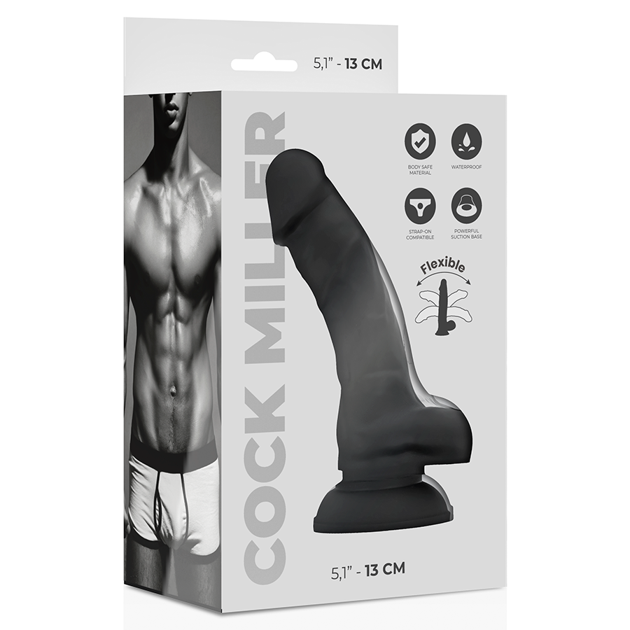 COCK MILLER - SILICONE DENSITY COCKSIL ARTICULABLE BLACK 13 CM