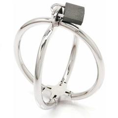 METAL HARD - CROSSED HANDCUFFS, STAINLESS STEEL RESTRAINT