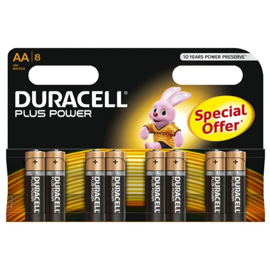 DURACELL - BATTERY PLUS POWER AA LR6 8UNITS