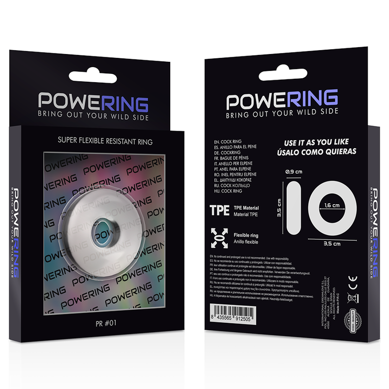 POWERING - ANILLO PARA EL PENE SUPER FLEXIBLE Y RESISTENTE 3.5CM TRANSPARENTE