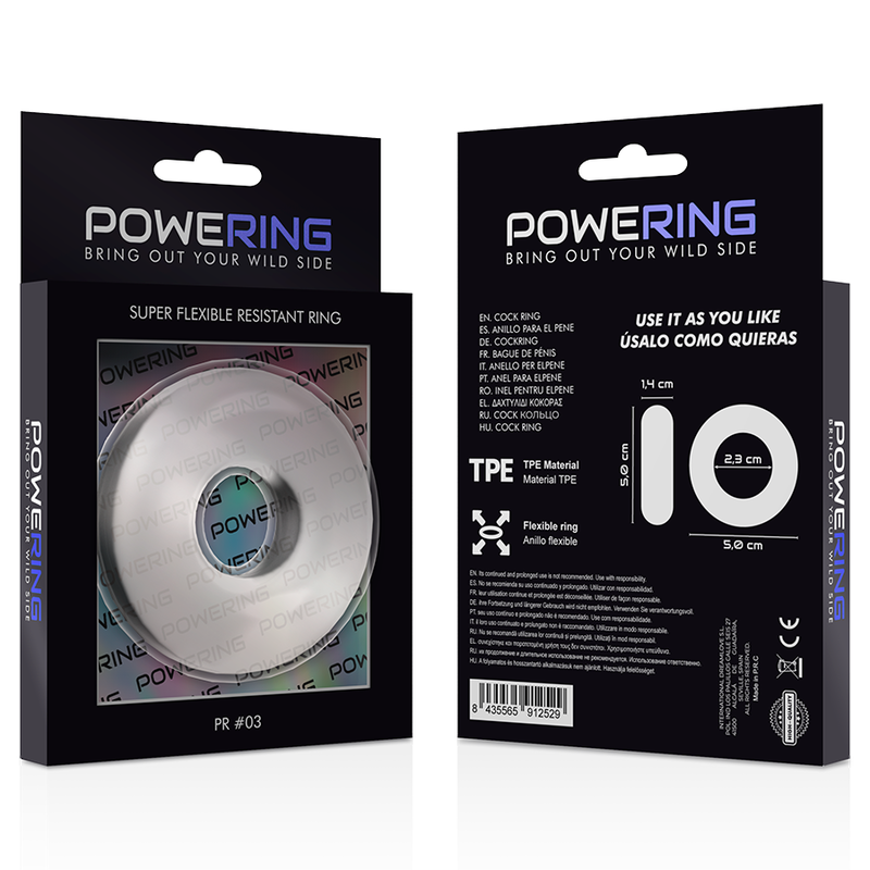 POWERING - ANILLO PARA EL PENE SUPER FLEXIBLE Y RESISTENTE 5CM PR03 CLARO