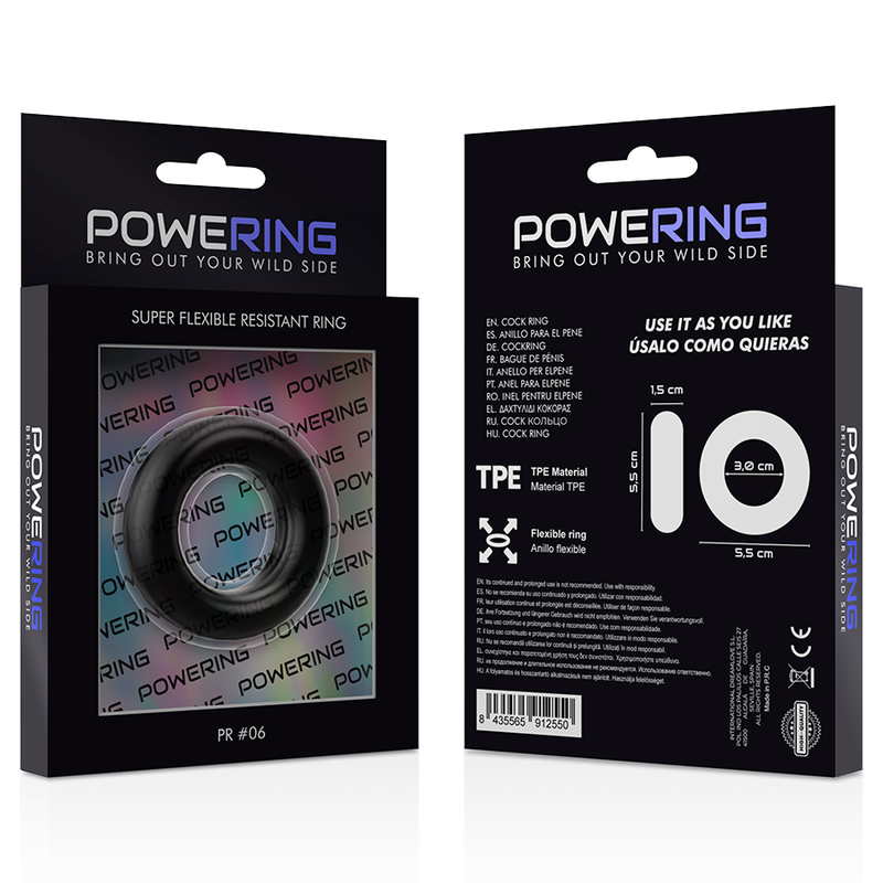 POWERING - ANILLO PARA EL PENE SUPER FLEXIBLE Y RESISTENTE 5.5CM PR06 NEGRO