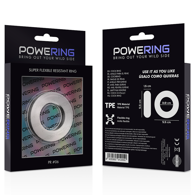 POWERING - ANILLO PARA EL PENE SUPER FLEXIBLE Y RESISTENTE 5.5CM PR06 CLARO