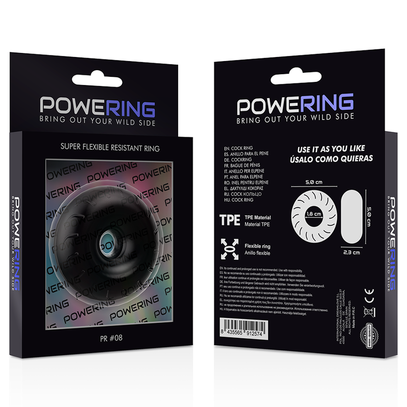 POWERING - ANILLO PARA EL PENE SUPER FLEXIBLE Y RESISTENTE 5CM PR08 NEGRO