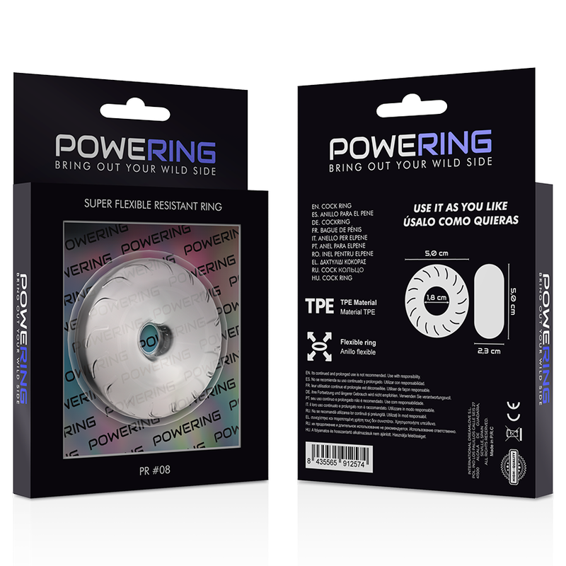 POWERING - ANILLO PARA EL PENE SUPER FLEXIBLE Y RESISTENTE 5CM PR08 CLARO