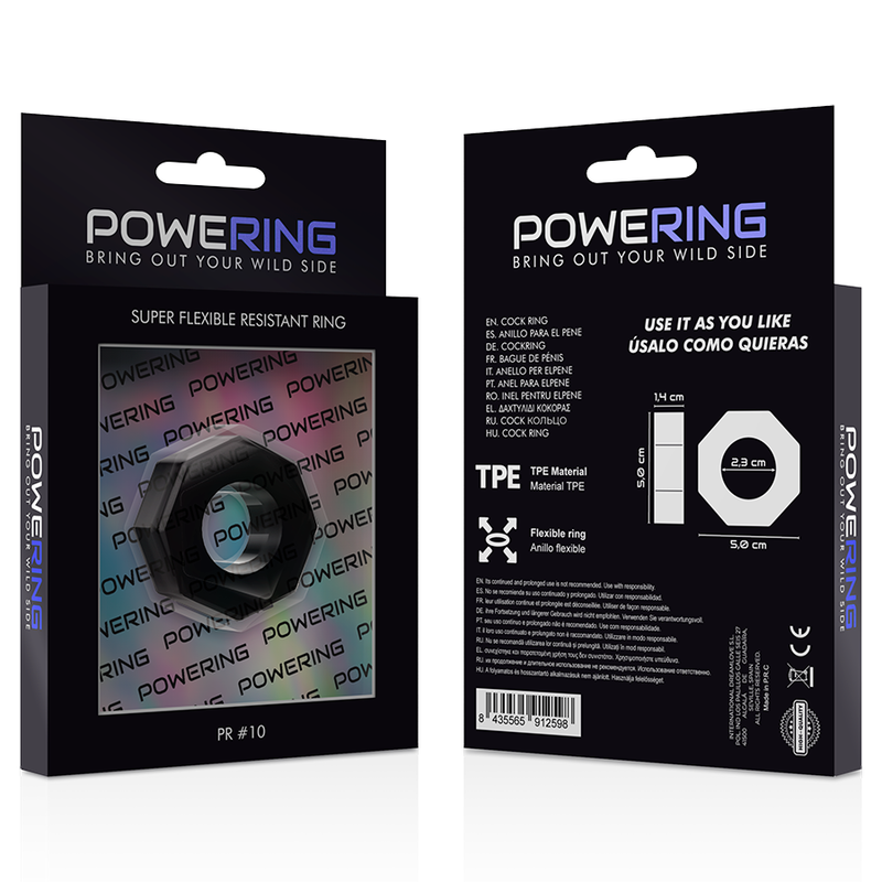 POWERING - ANILLO PARA EL PENE SUPER FLEXIBLE Y RESISTENTE 5CM PR10 NEGRO