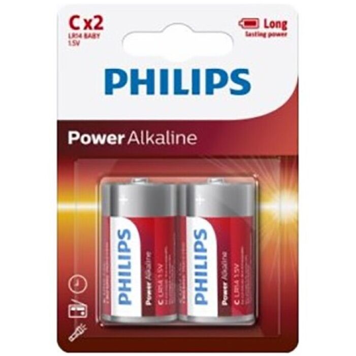 PHILIPS - PHILIPS POWER ALKALINE PILA C LR14 * 2 BATTERY