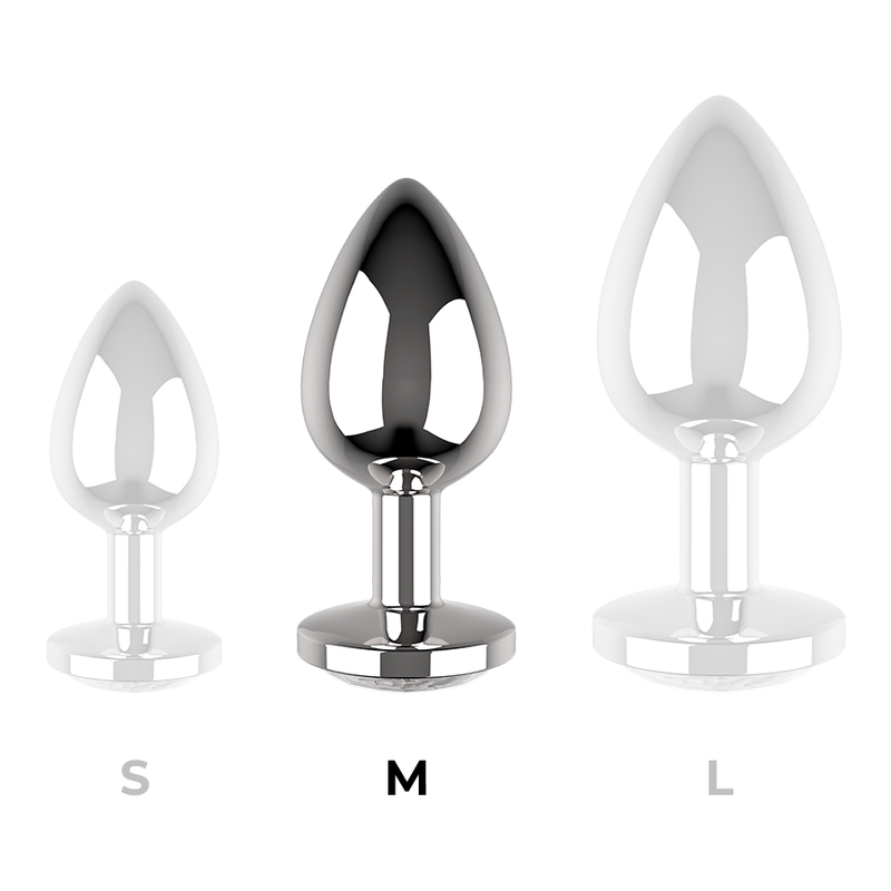 COQUETTE CHIC DESIRE - PLUG ANAL DE METAL COLOR TRANSPARENTE TAMAÑO M 3,5 X 8 CM