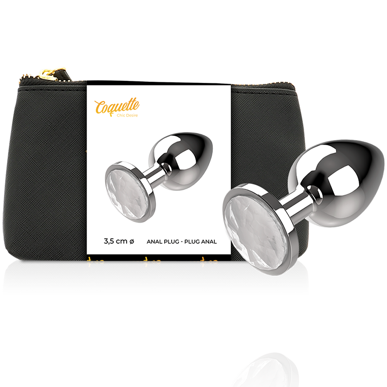 COQUETTE CHIC DESIRE - PLUG ANAL DE METAL COLOR TRANSPARENTE TAMAÑO M 3,5 X 8 CM