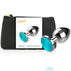 COQUETTE TOYS - PLUG ANAL DE METAL COLOR AZUL TAMAÑO M 3.5 X 8CM