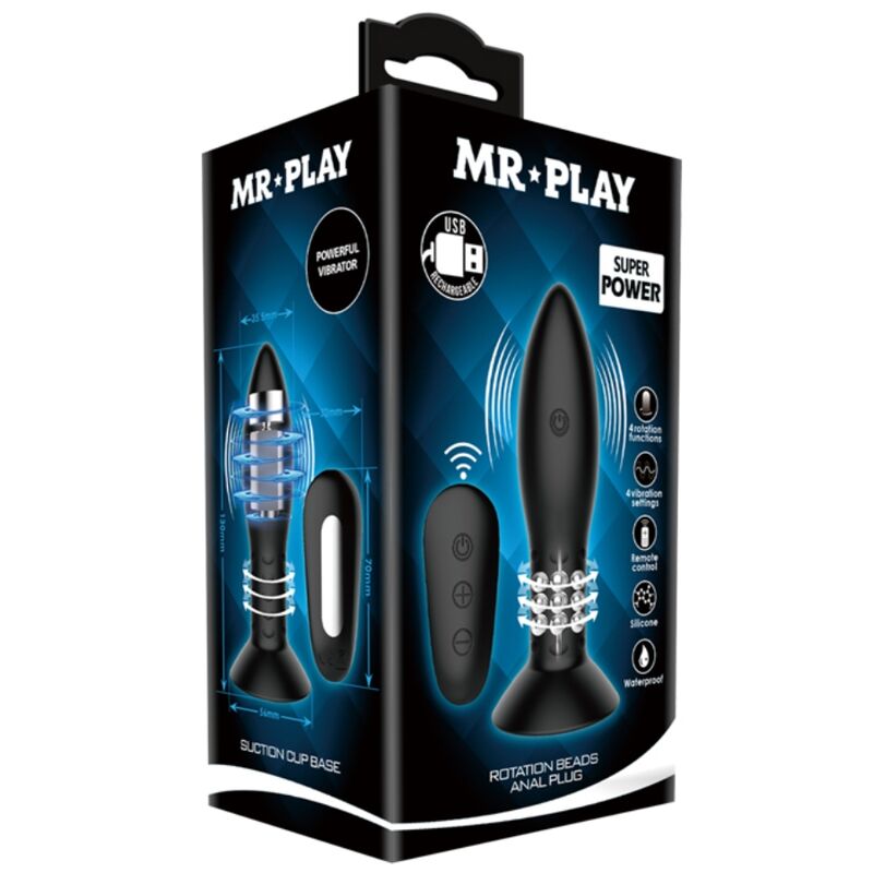 MR PLAY - ENCHUFE CON MANDO A DISTANCIA CON BOLAS GIRATORIAS NEGRAS