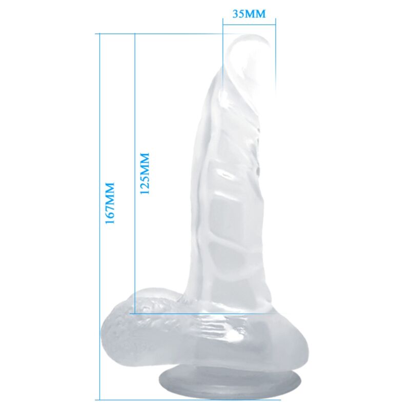 BAILE - DILDO REALISTA CON VENTOSA Y TESTICULOS 16,7 CM TRANSPARENTE