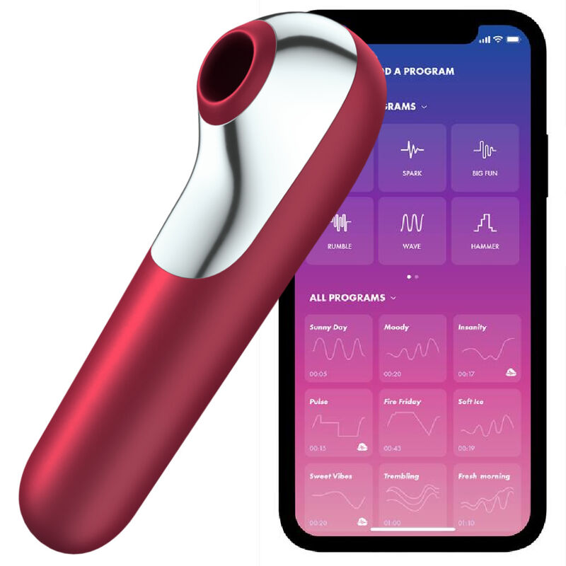 SATISFYER - DUAL LOVE VIBRATOR AND SUCTION WITH RED PULSED AIR