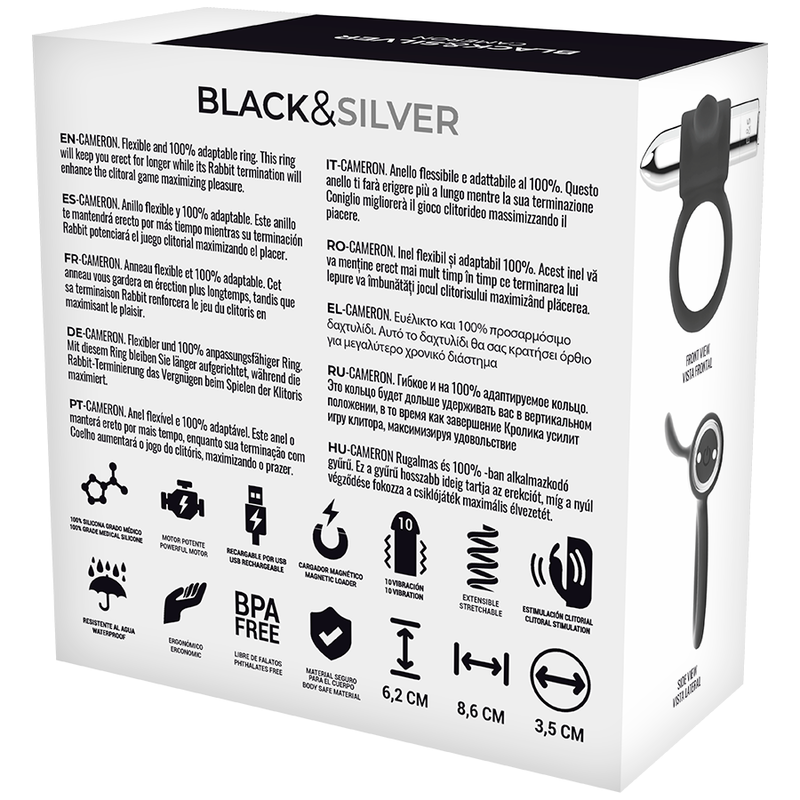 BLACK&SILVER - BAGUE RECHARGEABLE CAMERON ARGENT