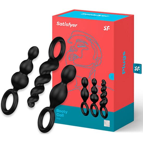 SATISFYER - 3 PCS BLACK ANAL PLUG SET