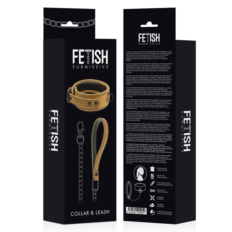 FETISH SUBMISSIVE ORIGEN - COLLIER DOUBLÉ EN NÉOPRÈNE AVEC CHAÎNE