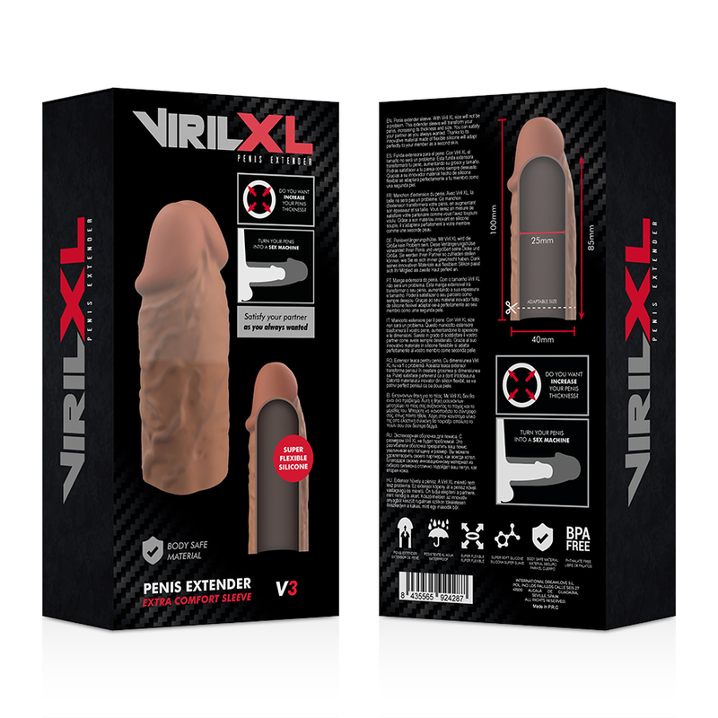 VIRILXL - EXTENSIÓN DE PENE EN SILICONA LÍQUIDA MARRÓN V3