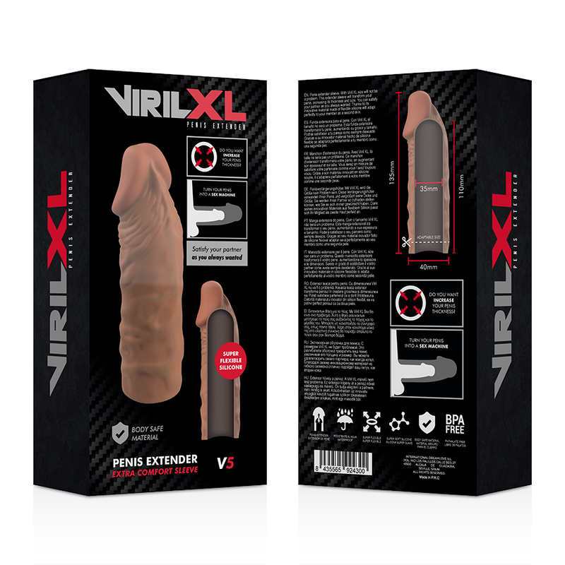 VIRILXL - EXTENSIÓN DE PENE EN SILICONA LÍQUIDA MARRÓN V5