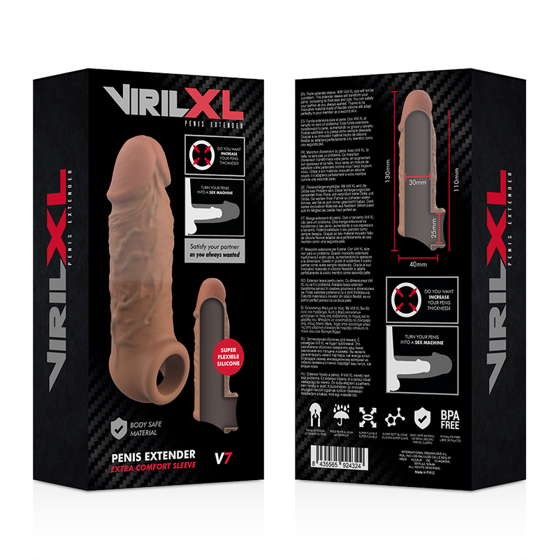 VIRILXL - EXTENSIÓN DE PENE DE SILICONA LÍQUIDA V7 MARRÓN