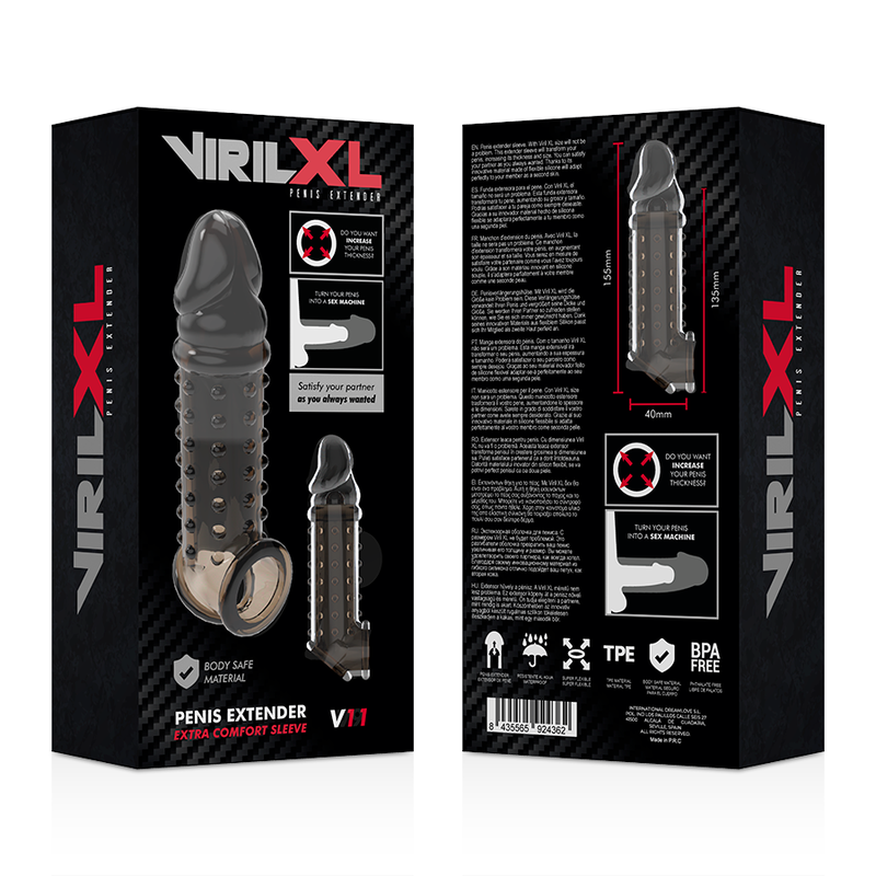 VIRILXL - EXTENSIÓN Y FUNDA DE PENE V11 NEGRA