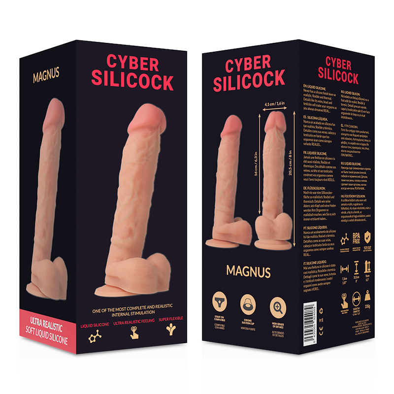 CYBER SILICOCK - DONG DE SILICONA LÍQUIDA SUAVE ULTRA REALISTA 20,5 CM -O- 4,1 CM