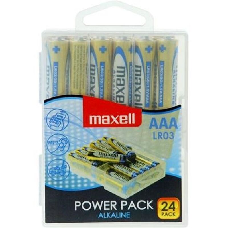 MAXELL - AAA ALKALINE BATTERIES LR03 PACK * 24 BATTERIES