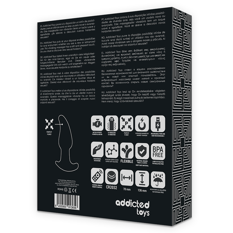 ADDICTED TOYS - ENCHUFE DE CONTROL REMOTO ANAL P-SPOT NEGRO SHARP